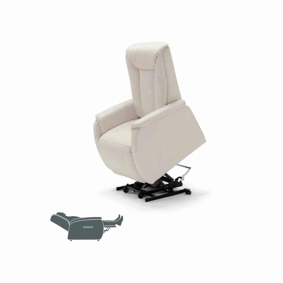 Poltrona relax alzapersona a 2 motori di design Rosa, made in Italy Viadurini