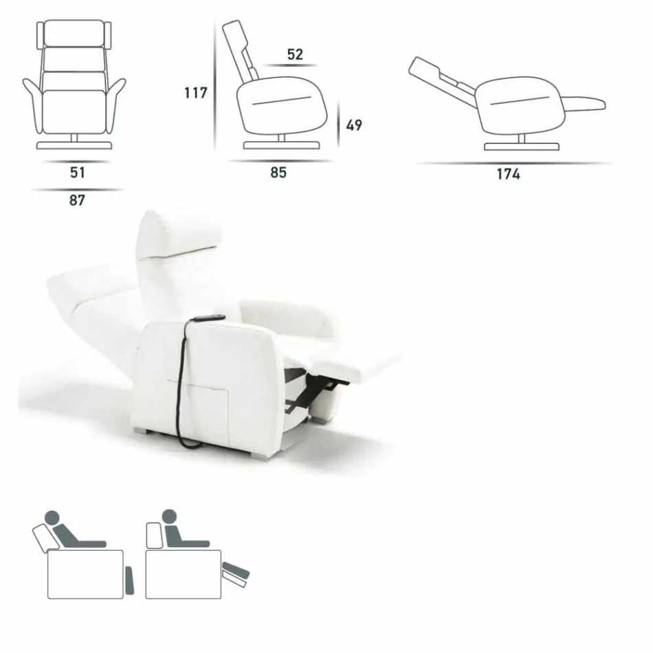 Poltrona relax girevole motorizzata 2 motori design made in Italy Bao Viadurini