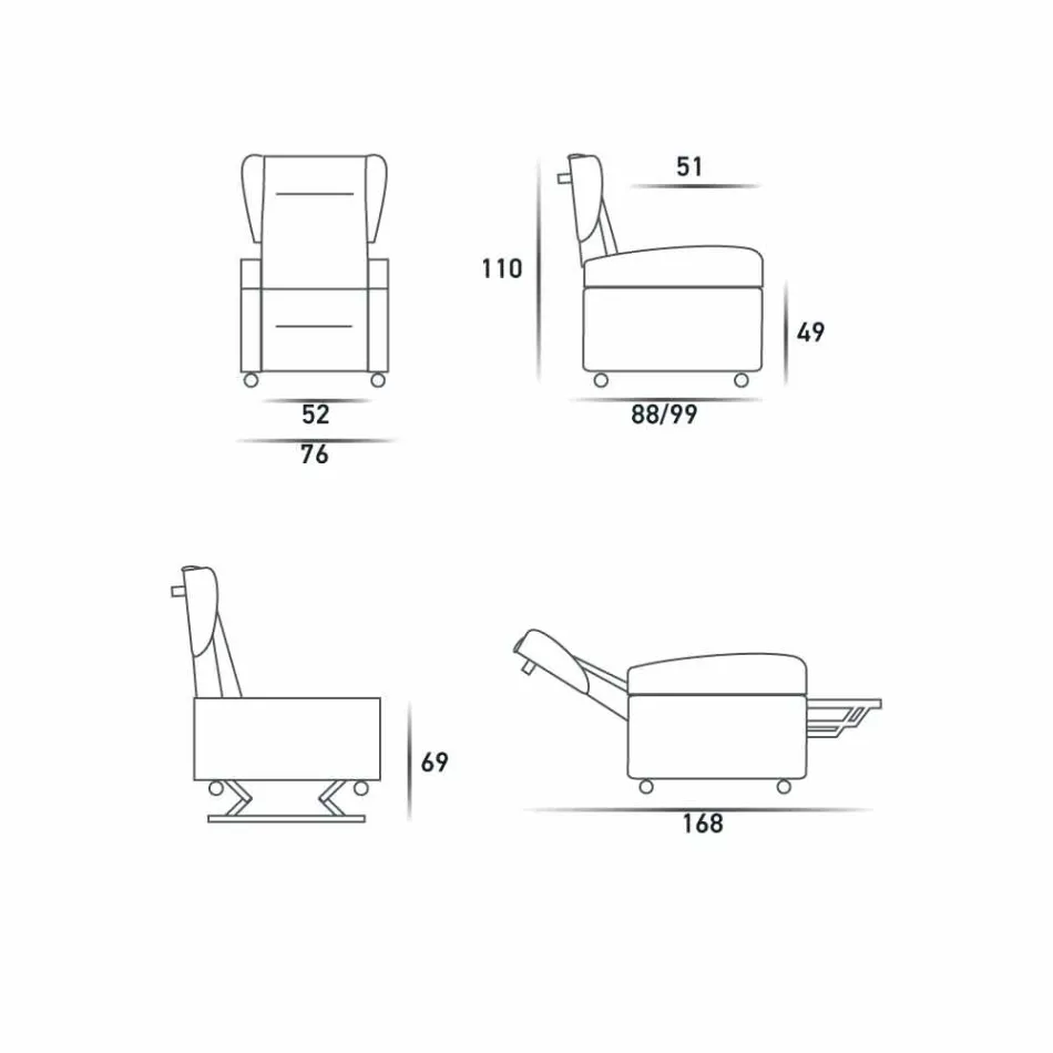 Poltrona relax ortopedica 4 motori made in Italy Giglio,design moderno Viadurini