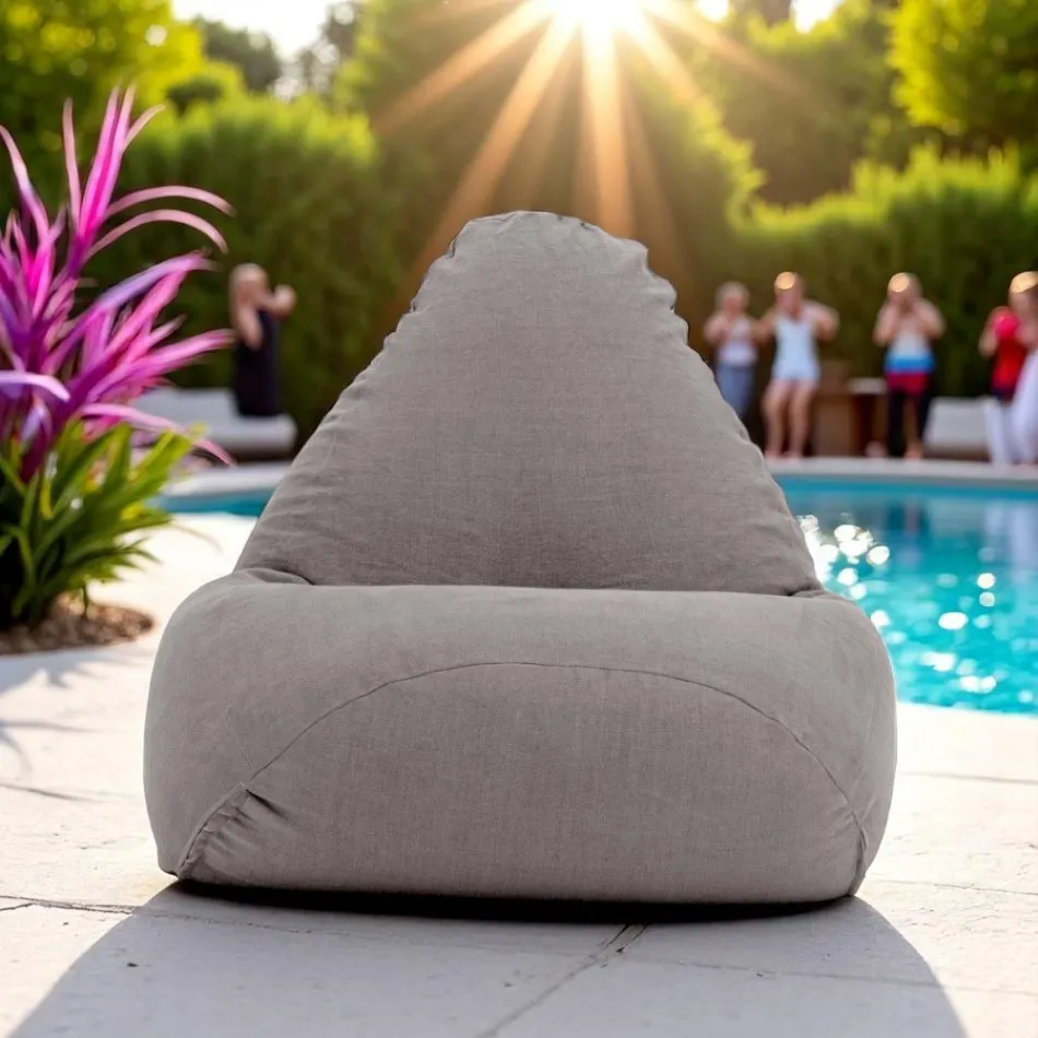 Poltrona Sacco per il Giardino in Tessuto Outdoor Color Grigio Tortora - Maestrale Viadurini