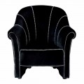 Poltrona Salotto in Velluto Nero con Cuciture a Contrasto Made in Italy - Caster