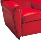 Poltrona Salotto Rivestita in Pelle con Piedini in Legno Made in Italy - Pegolo Viadurini