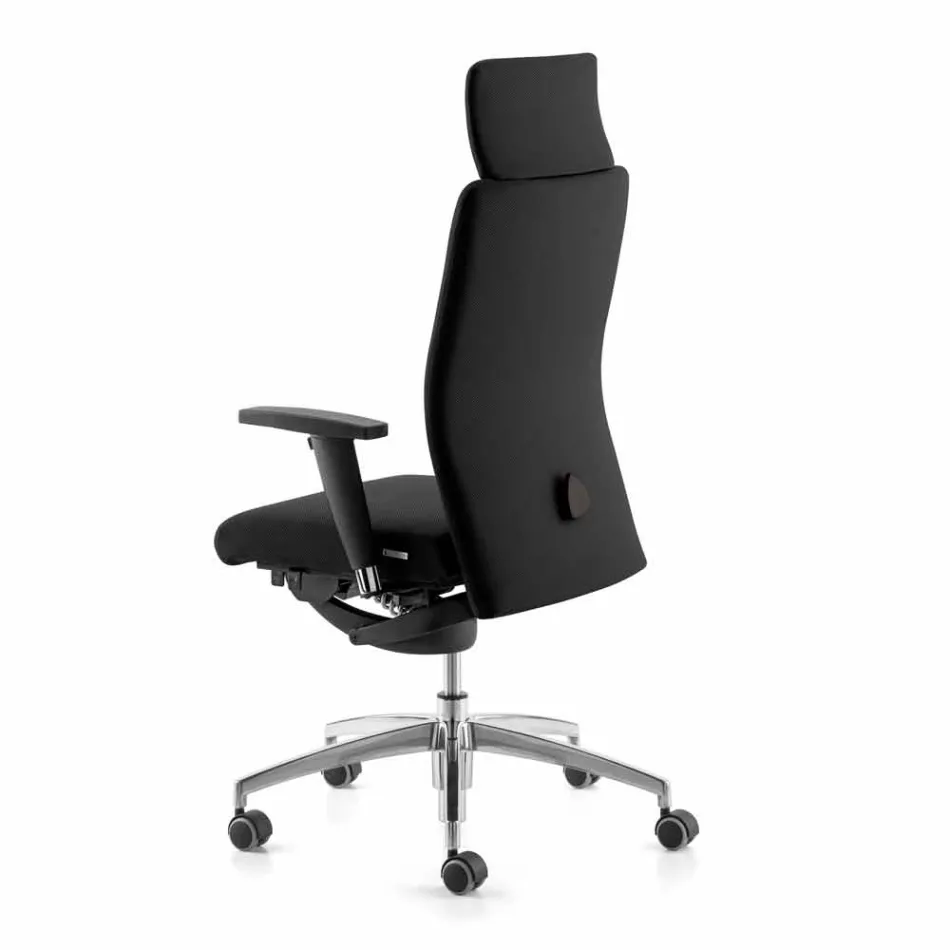 Poltrona Ufficio Design Ergonomica Girevole con Braccioli e Poggiatesta - Romolo Viadurini