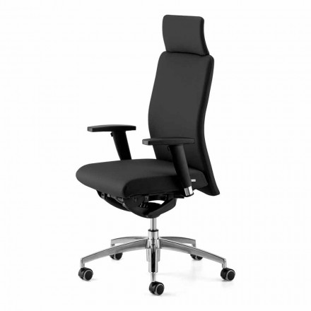 Poltrona Ufficio Design Ergonomica Girevole con Braccioli e Poggiatesta - Romolo Viadurini
