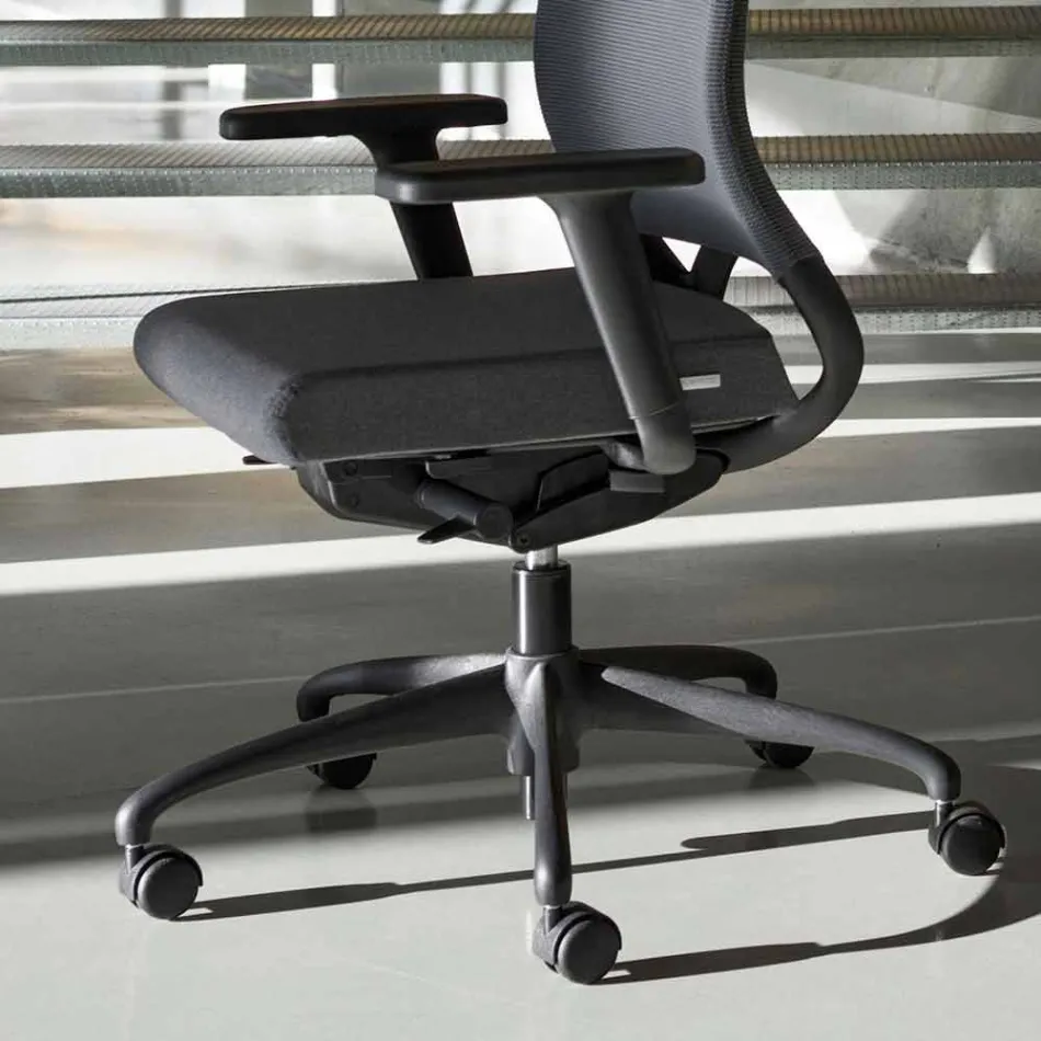 Poltrona Ufficio Ecologica Design Ergonomico Girevole con Poggiatesta - Meliva Viadurini