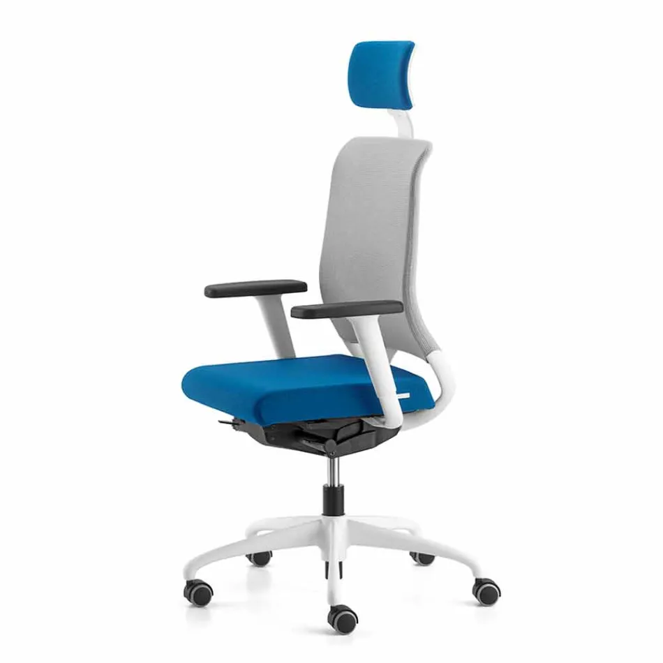 Poltrona Ufficio Ecologica Design Ergonomico Girevole con Poggiatesta - Meliva Viadurini