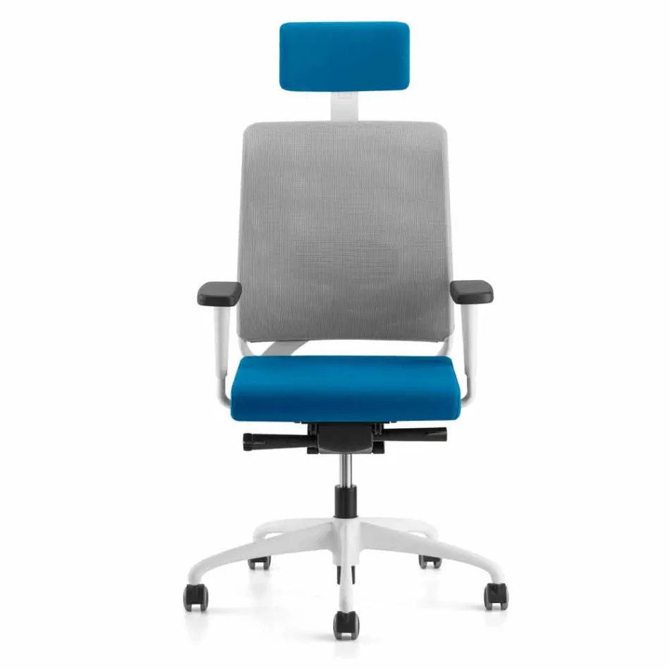 Poltrona Ufficio Ecologica Design Ergonomico Girevole con Poggiatesta - Meliva Viadurini