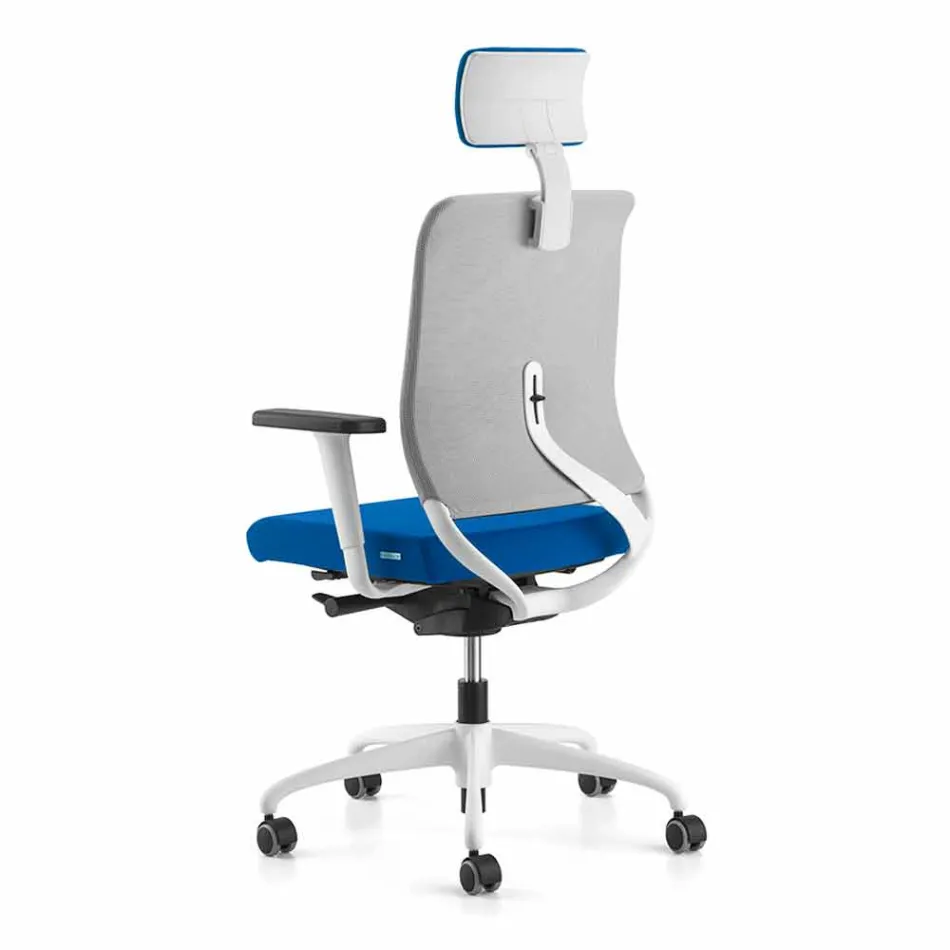 Poltrona Ufficio Ecologica Design Ergonomico Girevole con Poggiatesta - Meliva Viadurini