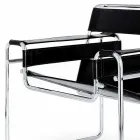 Poltrona Ufficio in Cuoio con Struttura in Acciaio Cromato Made in Italy - Cefeo Viadurini