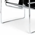 Poltrona Ufficio in Cuoio con Struttura in Acciaio Cromato Made in Italy - Cefeo Viadurini