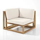 Poltroncina Angolare da Esterno in Teak Naturale e Cuscini - Circe Viadurini