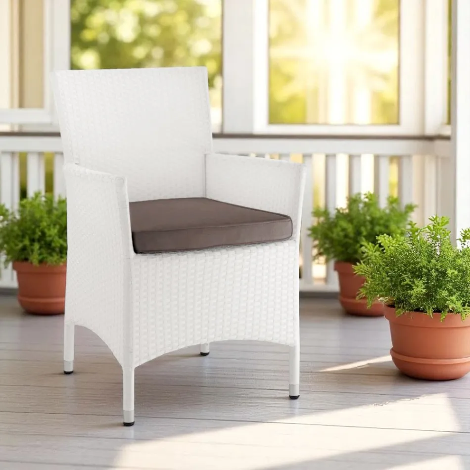 Poltroncina da Esterno Impilabile in Alluminio Rivestita Wicker - Bruma Viadurini