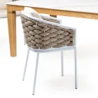 Poltroncina da Esterno in Alluminio e Tessuto Olefil Intrecciato a Mano - Reda Viadurini