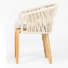 Poltroncina da Esterno in Teak ed Intreccio in Polietilene con Cuscino - Jhon Viadurini