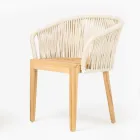 Poltroncina da Esterno in Teak ed Intreccio in Polietilene con Cuscino - Jhon Viadurini