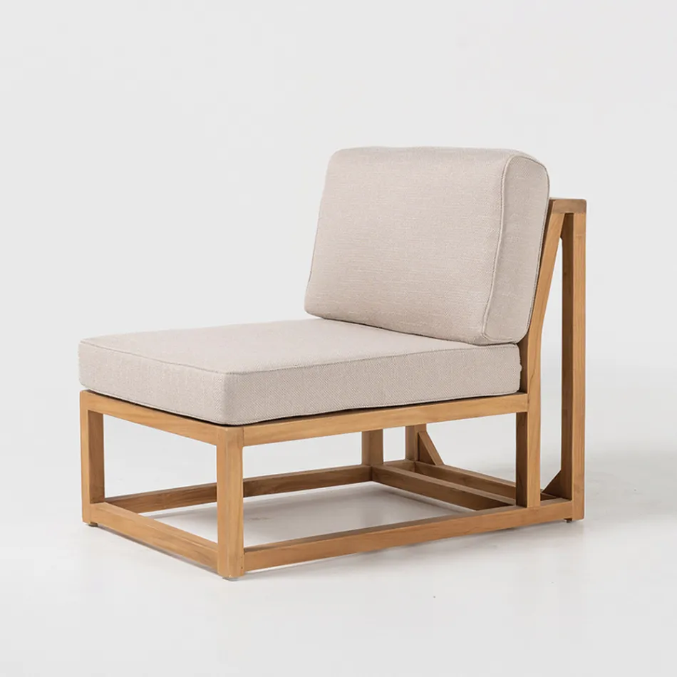 Poltroncina da Esterno in Teak Naturale e Cuscini - Circe Viadurini