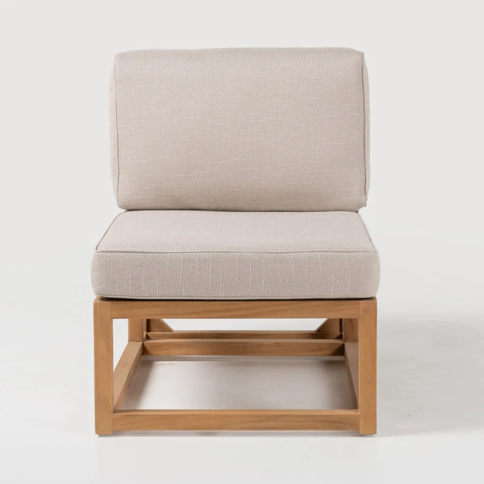 Poltroncina da Esterno in Teak Naturale e Cuscini - Circe Viadurini