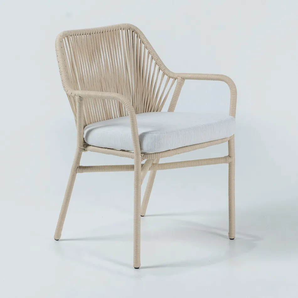 Poltroncina da Giardino in Alluminio e Intreccio in Corda - Asteria Viadurini