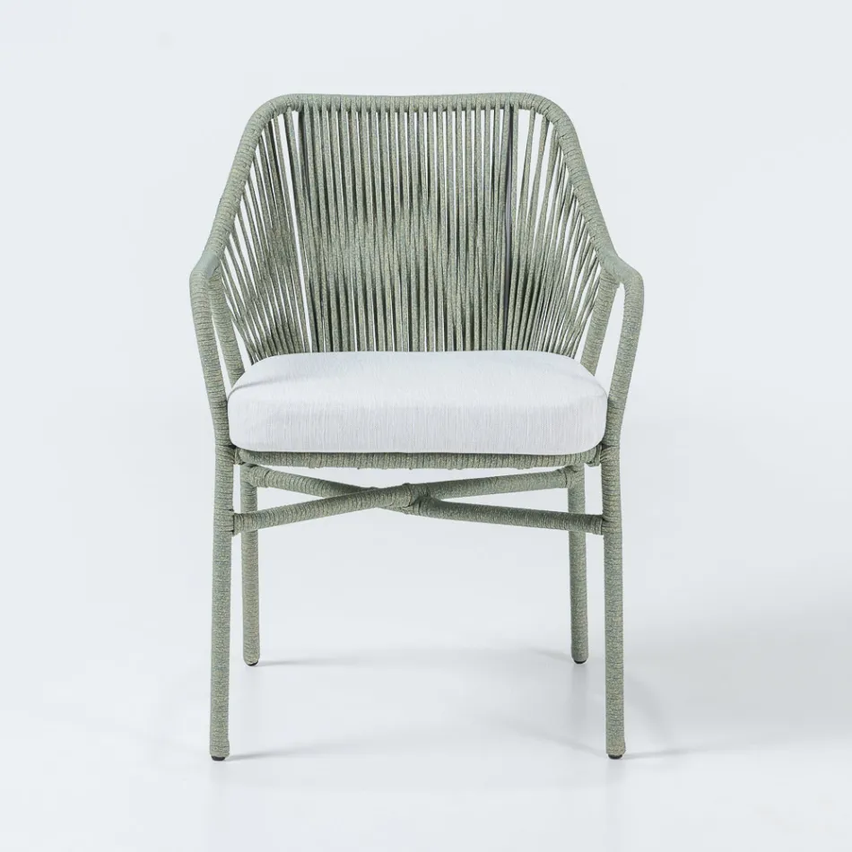 Poltroncina da Giardino in Alluminio e Intreccio in Corda - Asteria Viadurini