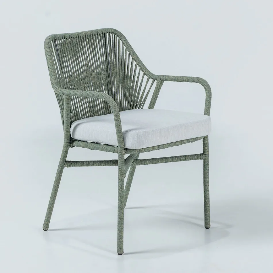 Poltroncina da Giardino in Alluminio e Intreccio in Corda - Asteria Viadurini