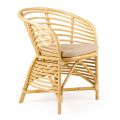 Poltroncina da Giardino in Rattan Naturale, Cuscino Incluso, – Torvi