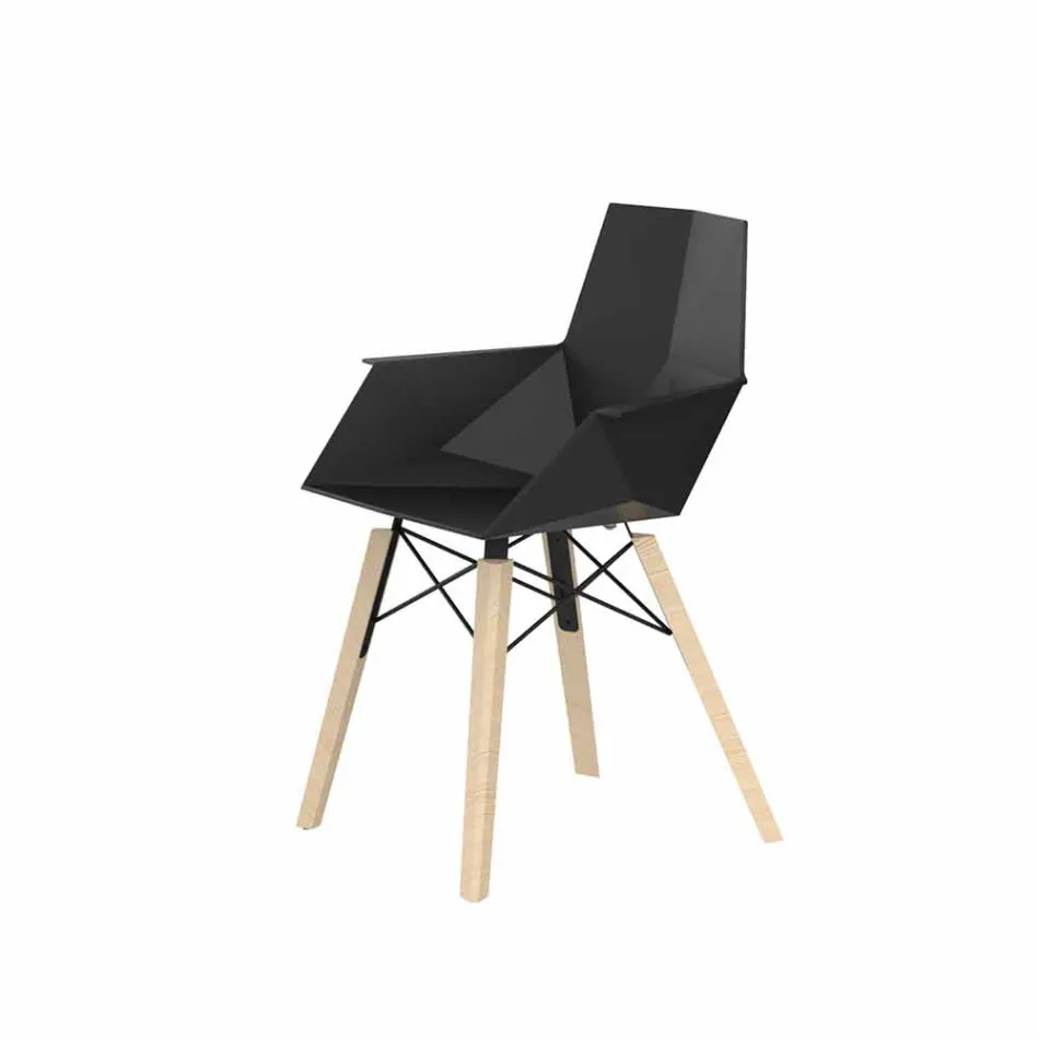 Poltroncina da Soggiorno di Design in Polipropilene e Legno - Faz Wood by Vondom Viadurini