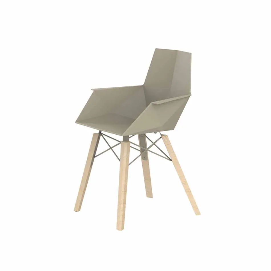Poltroncina da Soggiorno di Design in Polipropilene e Legno - Faz Wood by Vondom Viadurini