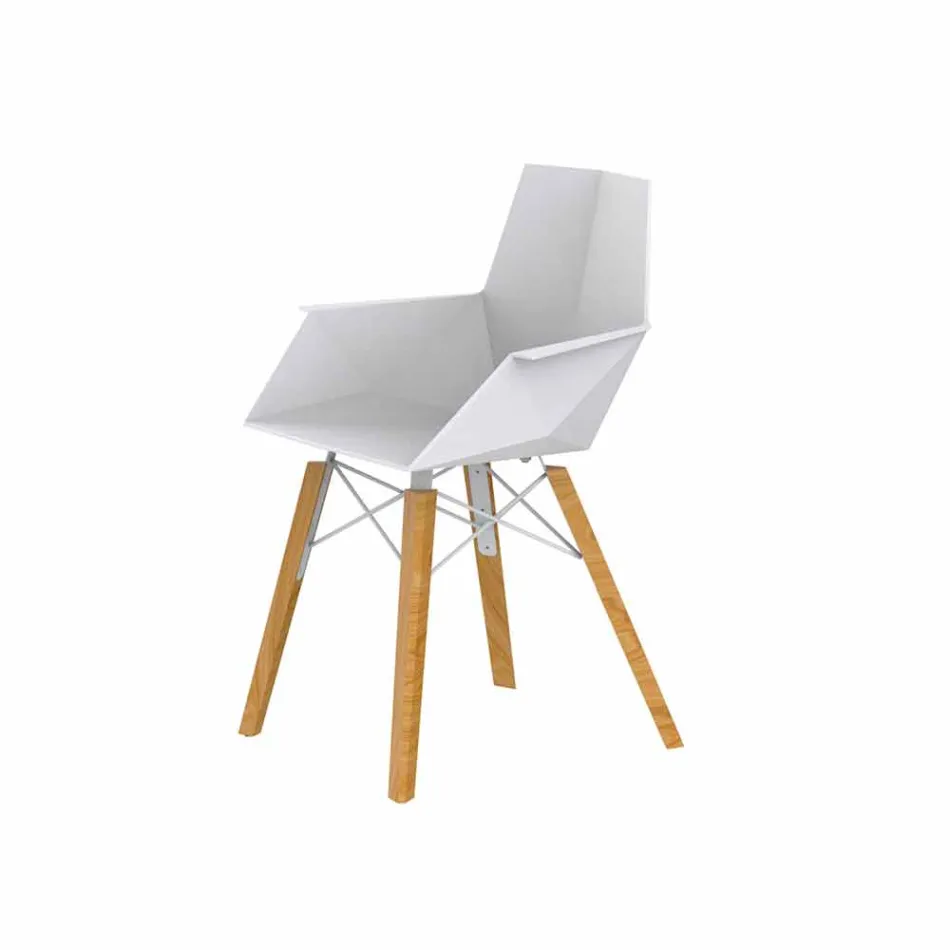 Poltroncina da Soggiorno di Design in Polipropilene e Legno - Faz Wood by Vondom Viadurini