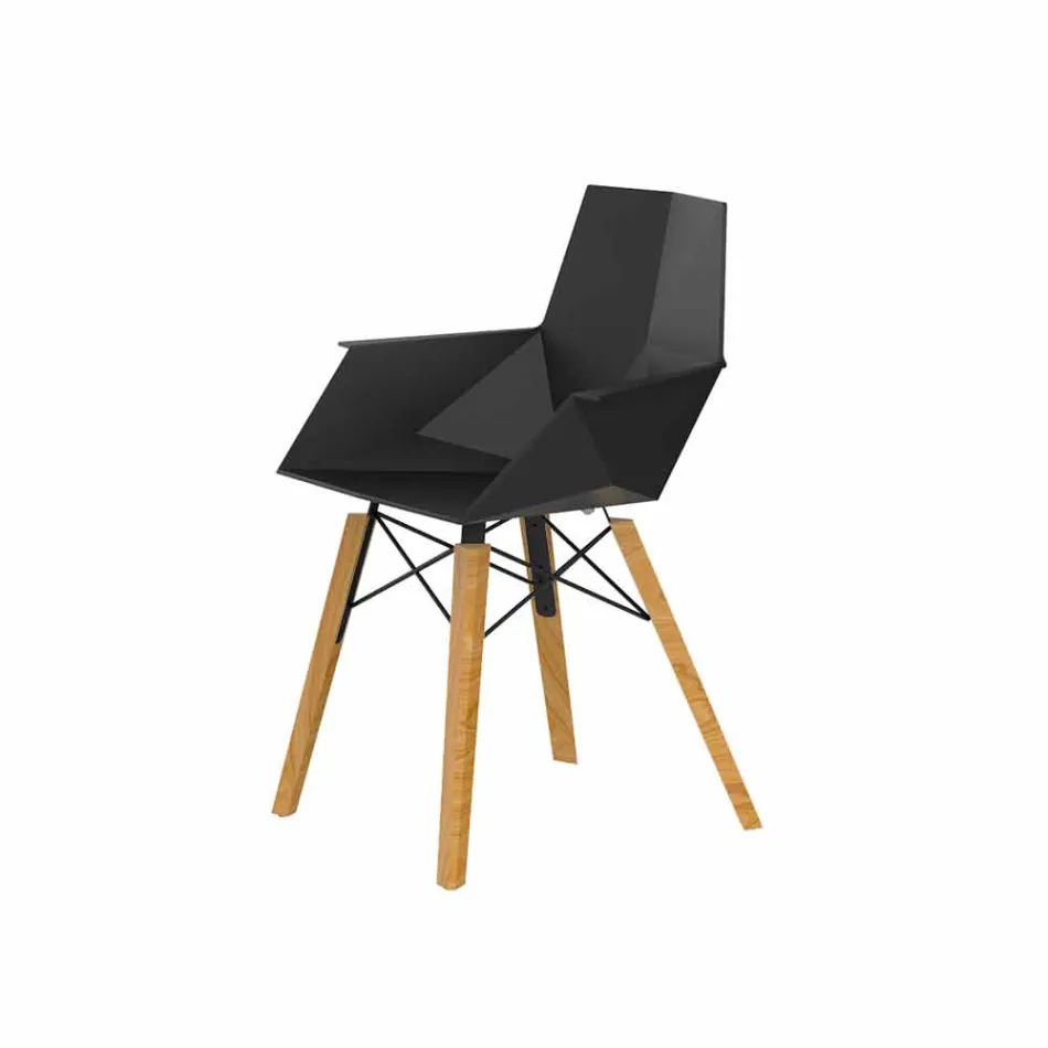 Poltroncina da Soggiorno di Design in Polipropilene e Legno - Faz Wood by Vondom Viadurini