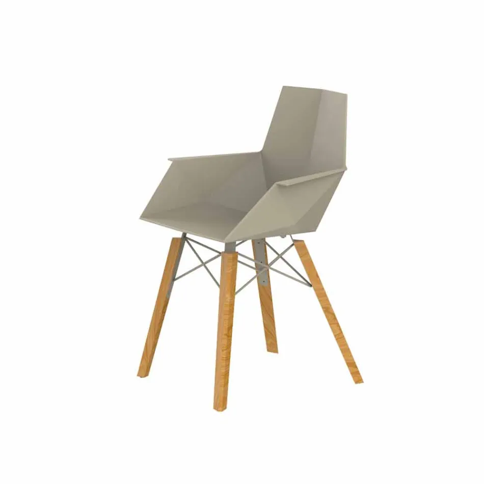 Poltroncina da Soggiorno di Design in Polipropilene e Legno - Faz Wood by Vondom Viadurini