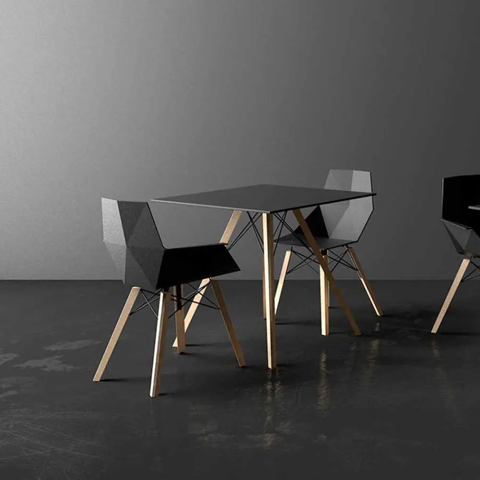 Poltroncina da Soggiorno di Design in Polipropilene e Legno - Faz Wood by Vondom Viadurini