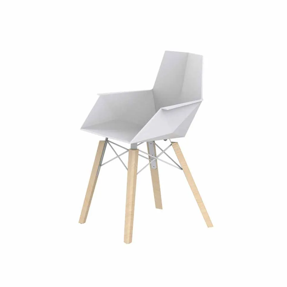 Poltroncina da Soggiorno di Design in Polipropilene e Legno - Faz Wood by Vondom Viadurini