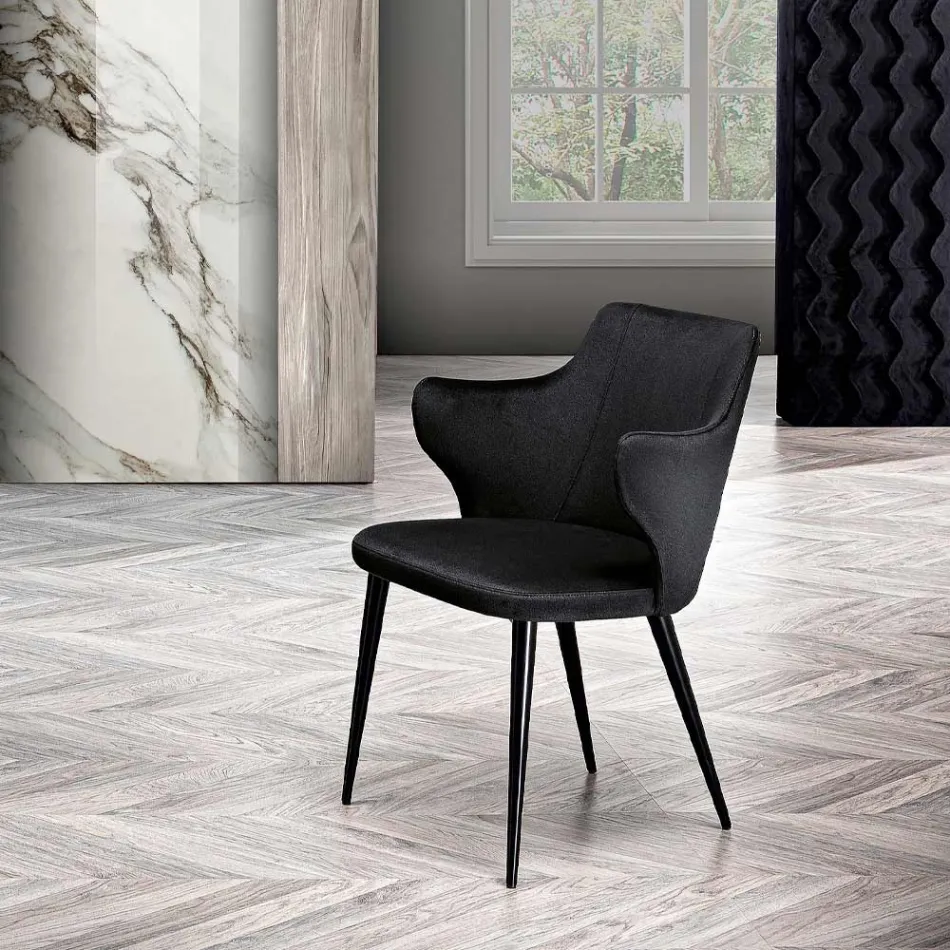 Poltroncina da Soggiorno Elegante Tessuto Colorato e Metallo Nero - Duchessa Viadurini