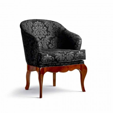 Poltroncina imbottita in legno massello e pelle, made in Italy, Tita Viadurini
