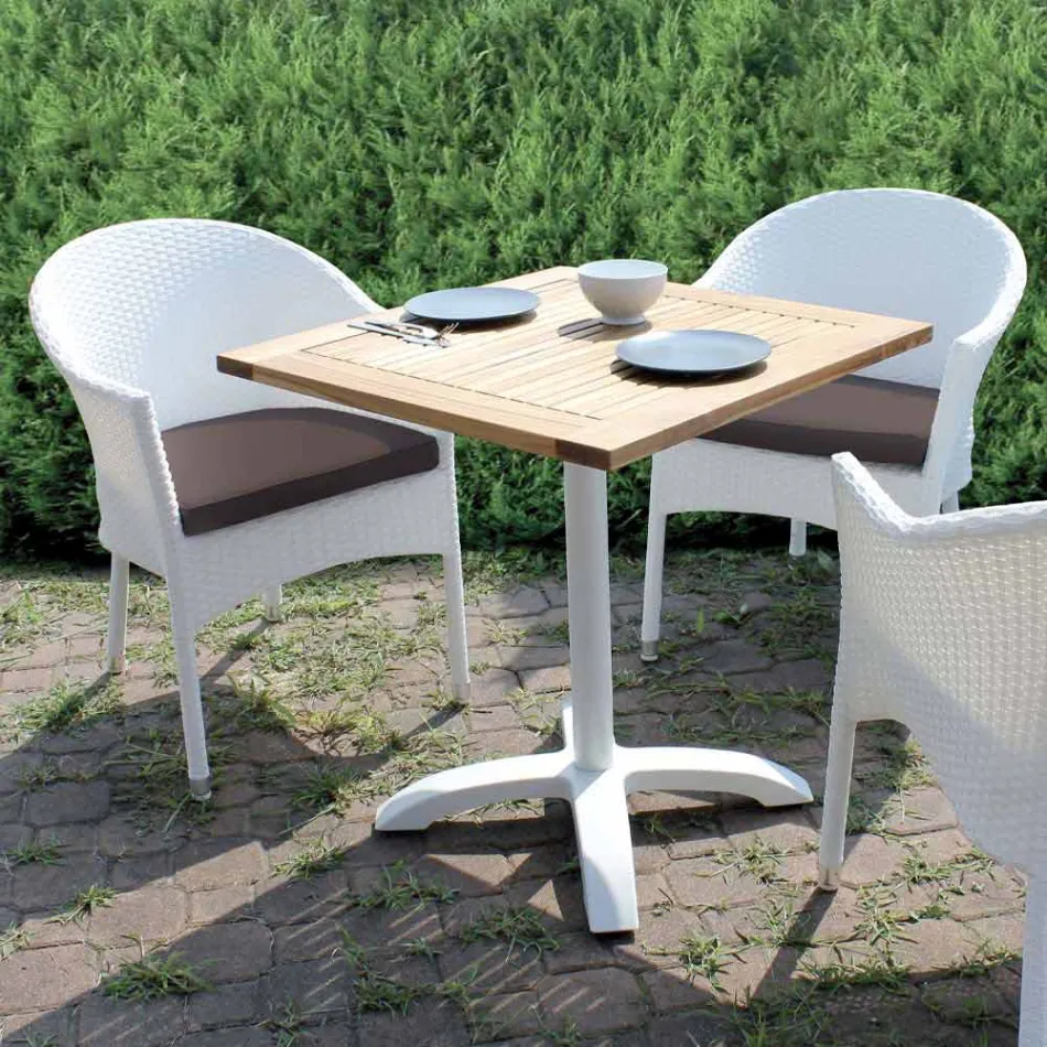Poltroncina Impilabile in Alluminio Rivestita Wicker Bianco - Bruma Viadurini