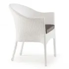 Poltroncina Impilabile in Alluminio Rivestita Wicker Bianco - Bruma Viadurini