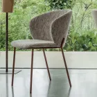 Poltroncina in Metallo e Seduta in Cachemire Neve Made in Italy - Edera Viadurini