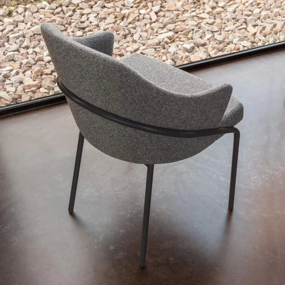 Poltroncina in Metallo e Seduta in Tessuto Riciclato Made in Italy - Salvia Viadurini