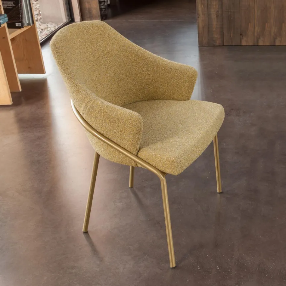 Poltroncina in Metallo e Seduta in Tessuto Riciclato Made in Italy - Salvia Viadurini