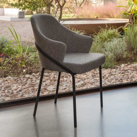 Poltroncina in Metallo e Seduta in Tessuto Riciclato Made in Italy - Salvia Viadurini