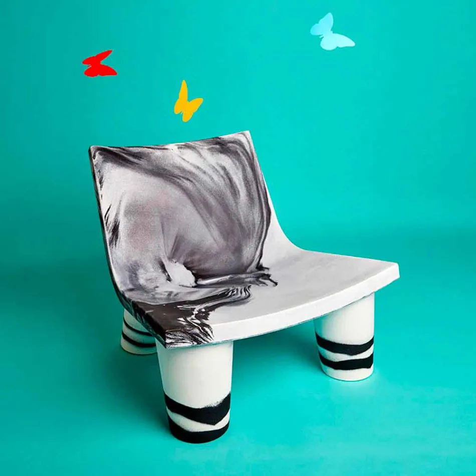 Poltroncina lounge bianco e nero Slide Low Lita Anniversary made Italy Viadurini