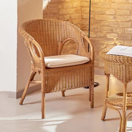 Poltroncina Outdoor in Midollino con Cuscino Seduta – Nathaniel Viadurini