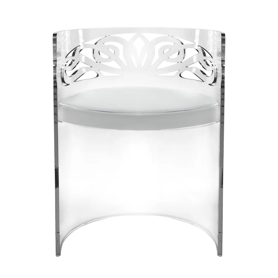 Poltroncina Trasparente in Plexiglass e Seduta Imbottita Made in Italy - Caelia Viadurini