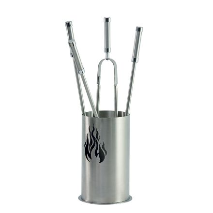 Porta Attrezzi con 4 Accessori in Acciaio Inox e Fiamma Made in Italy - Vita Viadurini