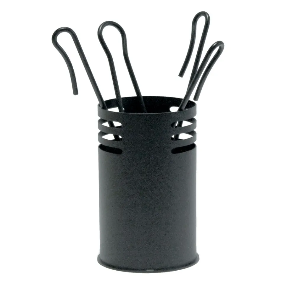 Porta Attrezzi per il Camino con 4 Strumenti in Metallo Made in Italy - Baobab Viadurini