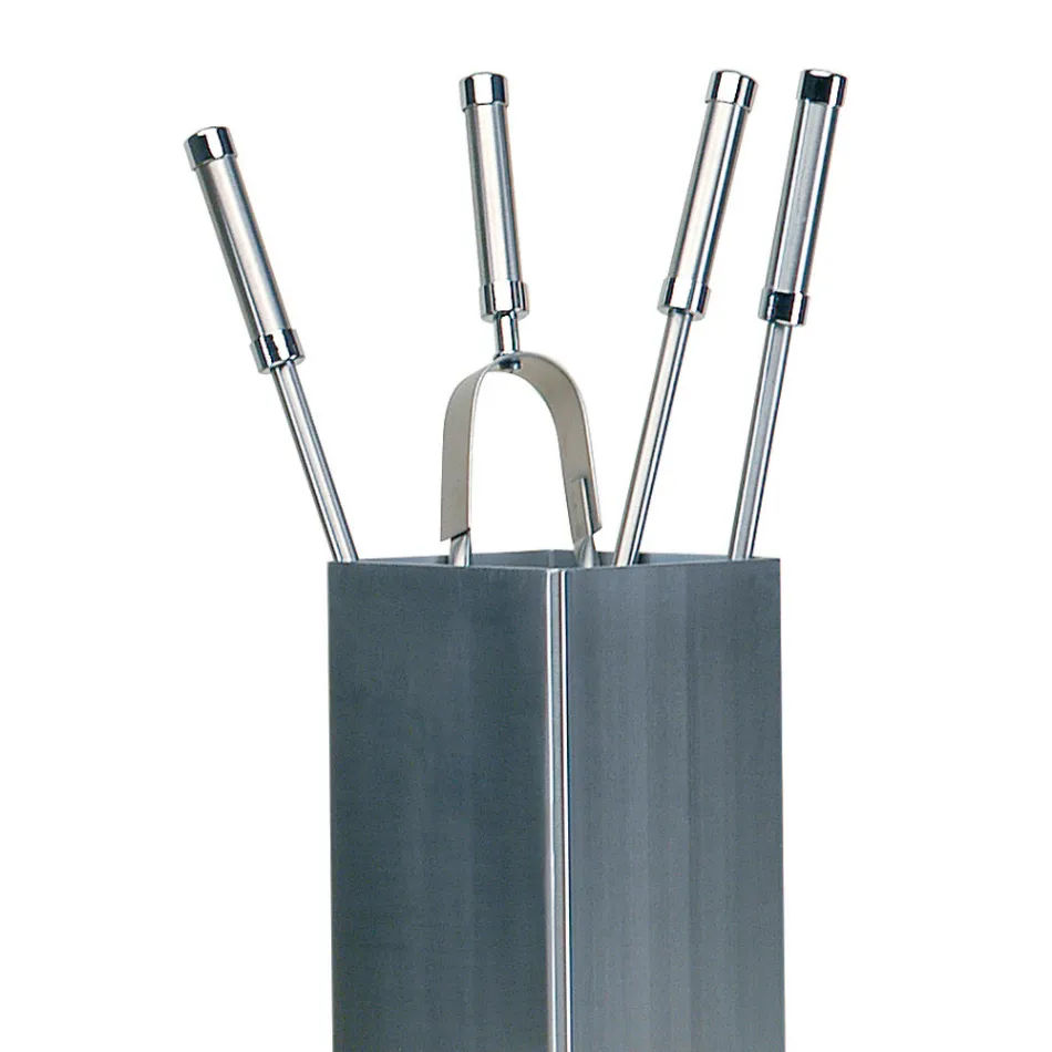Porta Attrezzi Quadrato in Acciaio Inox e 4 Accessori Made in Italy - Iena Viadurini
