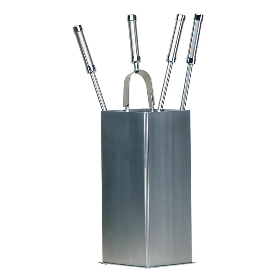 Porta Attrezzi Quadrato in Acciaio Inox e 4 Accessori Made in Italy - Iena Viadurini