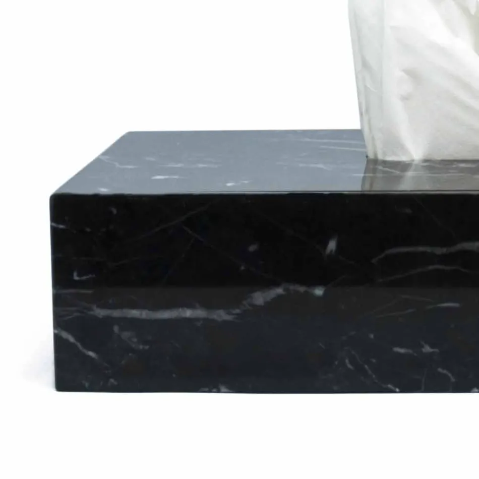 Porta Fazzoletti in Marmo Nero Marquinia Design Rettangolare Italiano - Rafa Viadurini