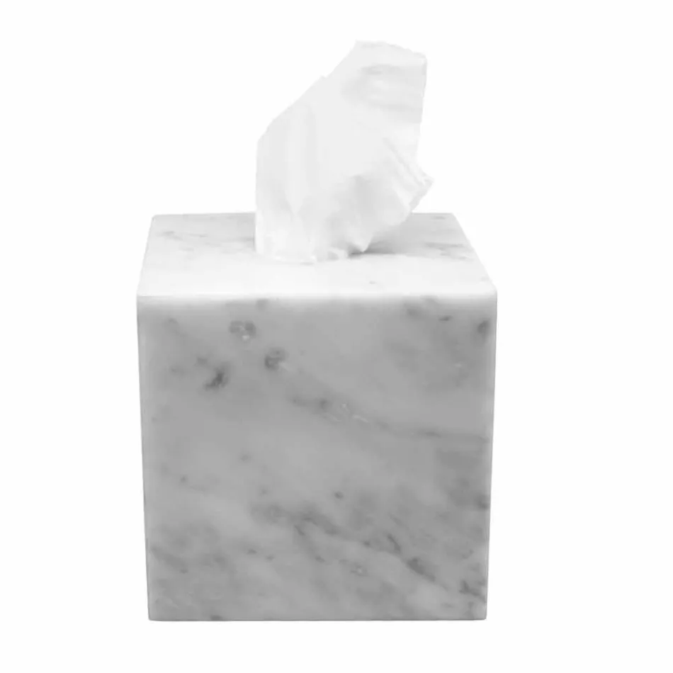 Porta Fazzoletti Moderno in Marmo Bianco di Carrara Made in Italy - Rafa Viadurini