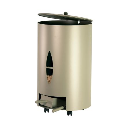 Porta Pellet con Coperchio, Scopetta e Paletta Made in Italy - Cacatua Viadurini